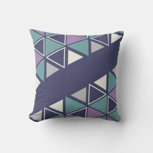 Retro Geometric Triangles Multicolored Cushion