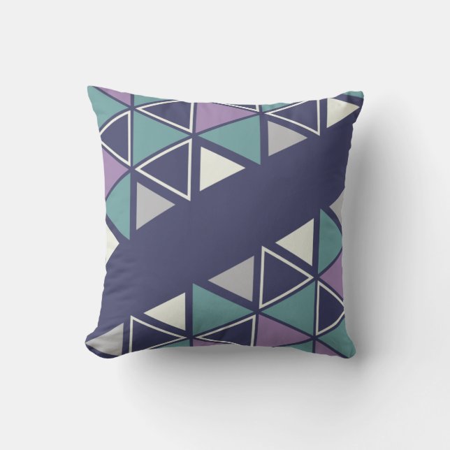 Retro Geometric Triangles Multicolored Cushion (Front)