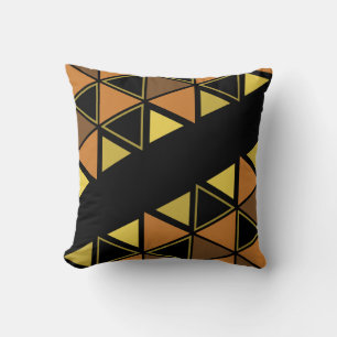 Retro Geometric Triangles Orange Yellow Cushion