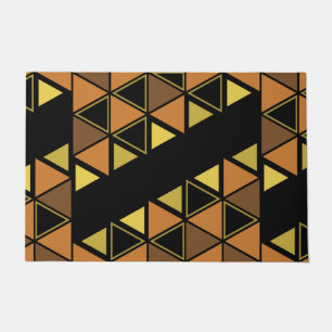 Retro Geometric Triangles Orange Yellow Doormat