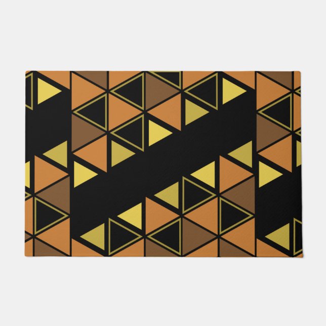 Retro Geometric Triangles Orange Yellow Doormat (Front)