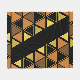 Retro Geometric Triangles Orange Yellow Fleece Blanket