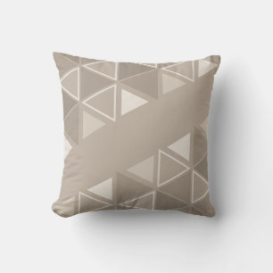 Retro Geometric Triangles Taupe Cushion