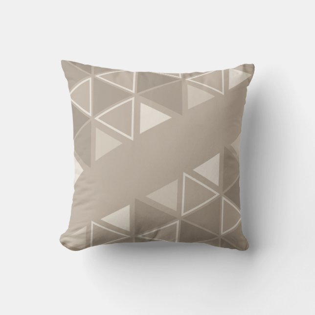 Retro Geometric Triangles Taupe Cushion (Front)