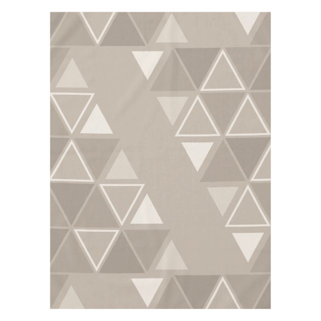 Retro Geometric Triangles Taupe Tablecloth (Front)