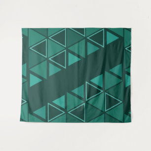 Retro Geometric Triangles Teal Tapestry