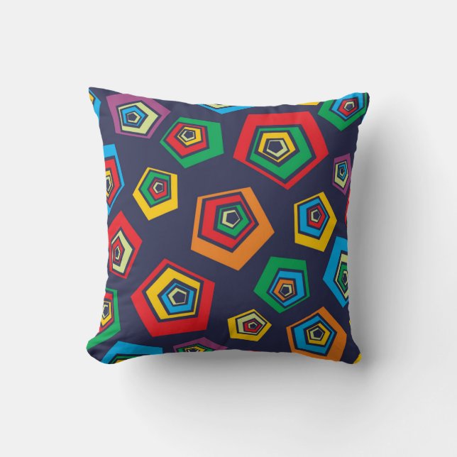 Retro Geometric Vibes Throw Pillow (Front)
