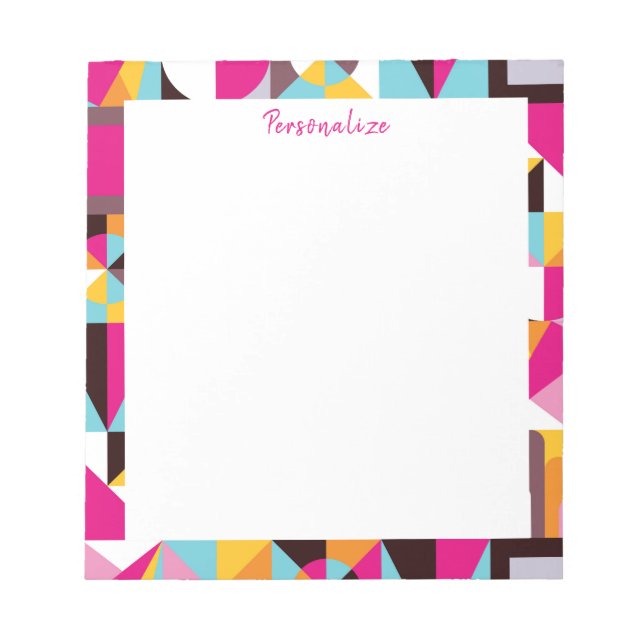 Retro Geometric Wild Psychedelic Pattern  Notepad (Front)