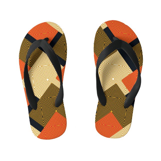 Retro Geometrical Squares: Vintage Pattern. Kid's Thongs (Footbed)