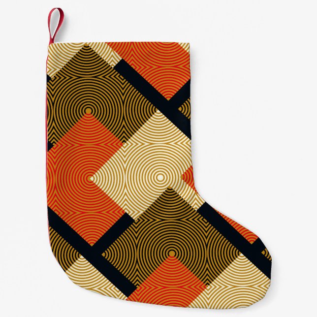 Retro Geometrical Squares: Vintage Pattern. Small Christmas Stocking (Front)