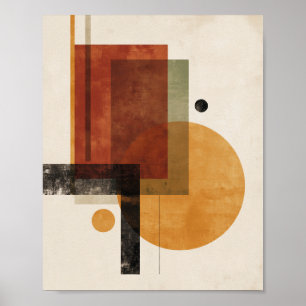 Retro Geometry – Minimal Wall Art in Rust Beige