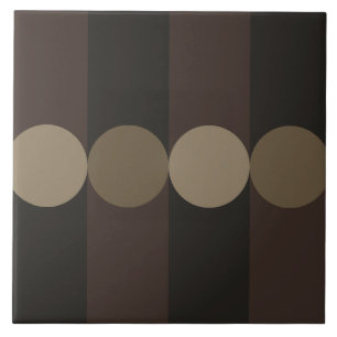Retro Geometry Stripes Circles Black Gold Ceramic Tile