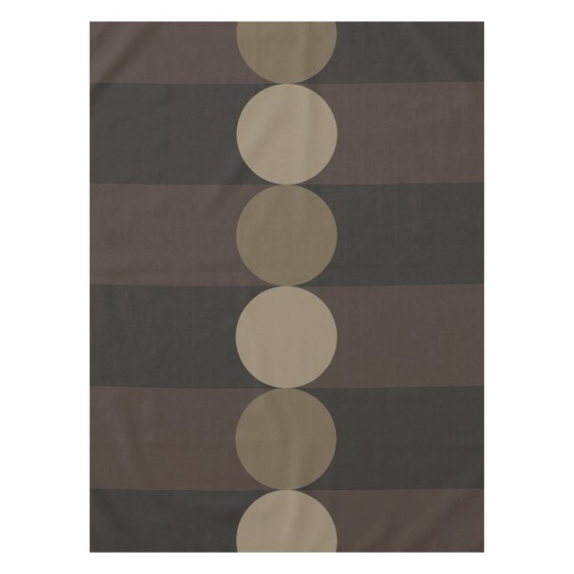 Retro Geometry Stripes Circles Black Gold Tablecloth (Front)