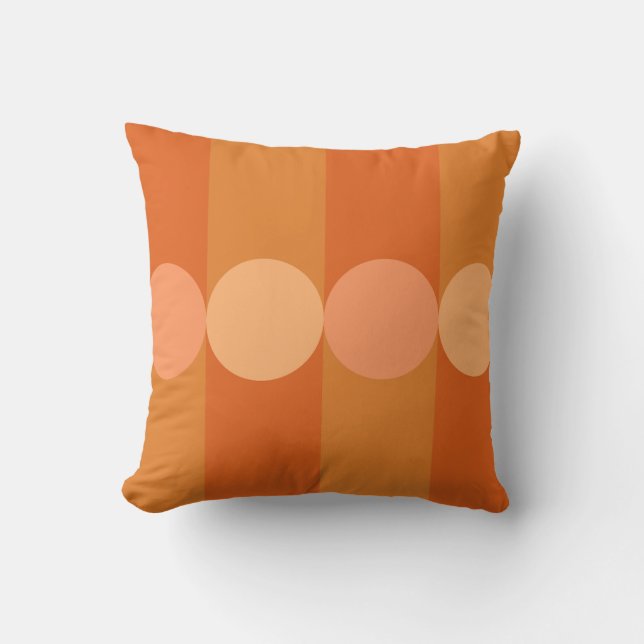 Retro Geometry Stripes Circles Orange Cushion (Front)