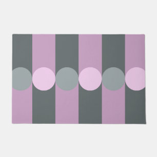 Retro Geometry Stripes Circles Purple Grey Doormat
