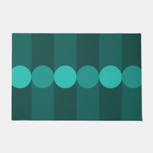 Retro Geometry Stripes Circles Teal Doormat