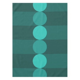 Retro Geometry Stripes Circles Teal Tablecloth
