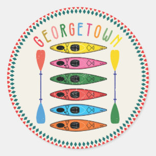 Retro Georgetown Kayaking T-Shirt Classic Round Sticker