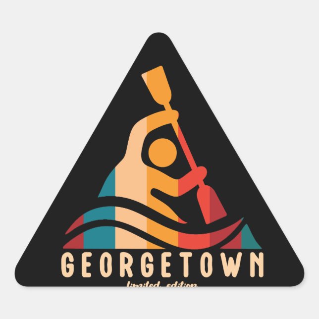 Retro Georgetown Kayaking Triangle Sticker (Front)