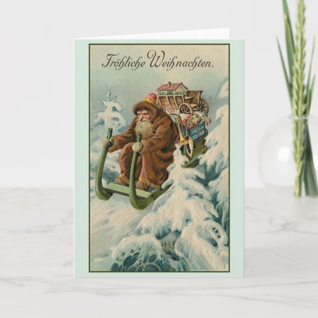 Retro German Fröhliche Weihnachten Christmas Card (Front)