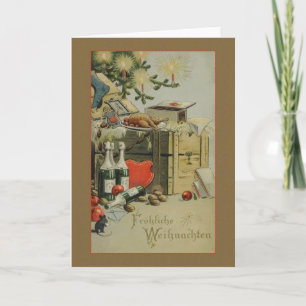 Retro German Fröhliche Weihnachten Christmas Card