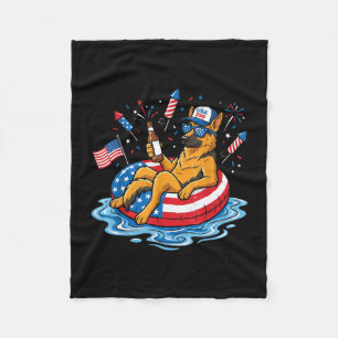 Retro german shepherd beer usa 250th anniversary fleece blanket