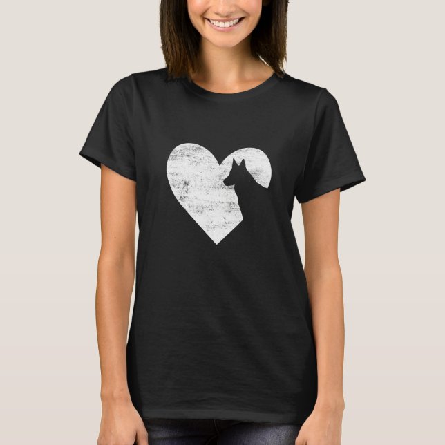 Retro German Shepherd Dog Heart Valentine's Day Do T-Shirt (Front)
