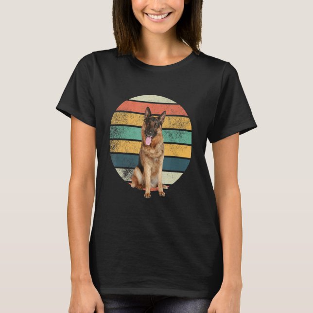 Retro German Shepherd Mum Dad Dog T-Shirt (Front)