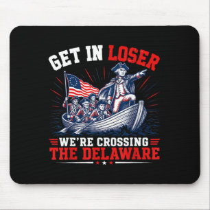 Retro get in crossing the delaware 4th of july mouse pad