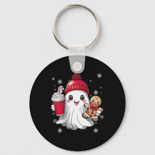 Retro Ghost Beanie Christmas Holiday Xmas Coffee G Key Ring