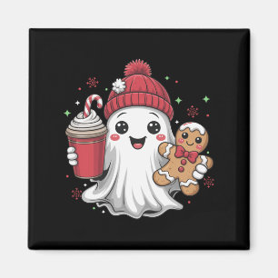 Retro Ghost Beanie Christmas Holiday Xmas Coffee G Magnet