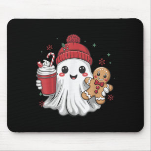 Retro Ghost Beanie Christmas Holiday Xmas Coffee G Mouse Pad