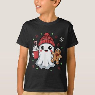 Retro Ghost Beanie Christmas Holiday Xmas Coffee G T-Shirt