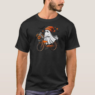 Retro Ghost Bike Flowers Halloween Spooky Season A T-Shirt
