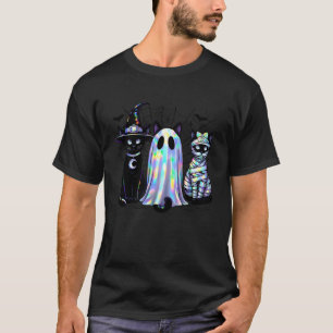 Retro Ghost Black Cat Witch Scary Halloween Spider T-Shirt