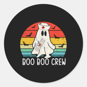 Retro Ghost Boo Boo Crew Women Nurses Fun Hallowee Classic Round Sticker