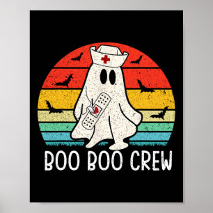 Retro Ghost Boo Boo Crew Women Nurses Funny Hallow Poster