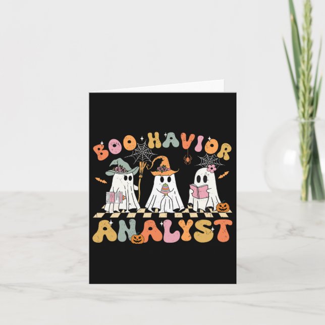 Retro Ghost Boo Havior Analyst Therapist Bc Hallow Card (Front)