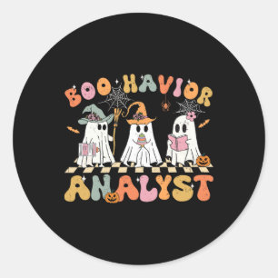 Retro Ghost Boo Havior Analyst Therapist Bc Hallow Classic Round Sticker