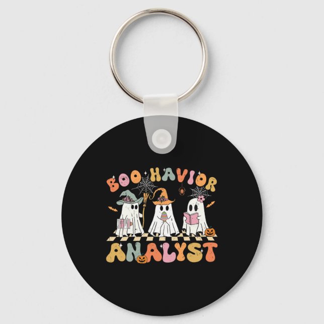 Retro Ghost Boo Havior Analyst Therapist Bcba Hall Key Ring (Front)
