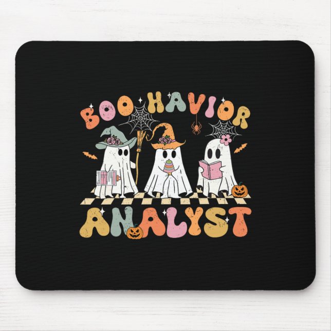 Retro Ghost Boo Havior Analyst Therapist Bcba Hall Mouse Pad (Front)