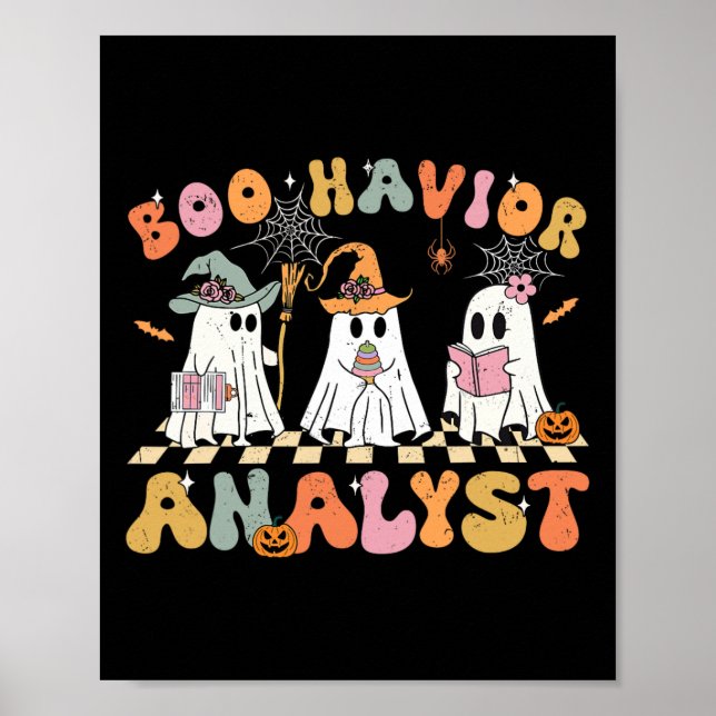 Retro Ghost Boo Havior Analyst Therapist Bcba Hall Poster (Front)