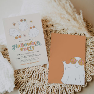 Retro Ghost Cute Halloween Party Invitation