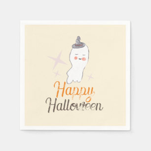 Retro Ghost Doodle Halloween Birthday Party   Napkin