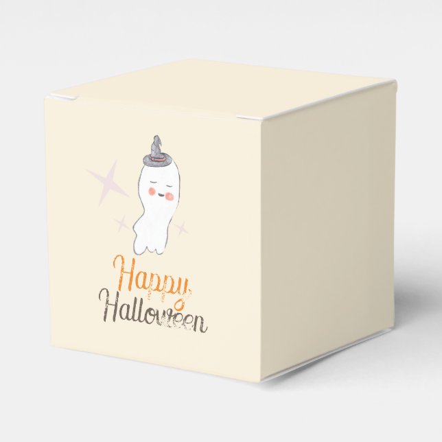 Retro Ghost Doodle Halloween Design   Favour Box (Front Side)