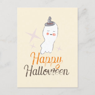 Retro Ghost Doodle Halloween Design Postcard