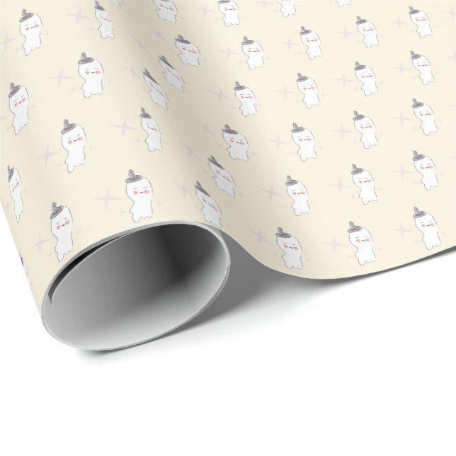 Retro Ghost Doodle Halloween Pattern   Wrapping Paper (Roll Corner)