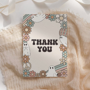 Retro Ghost Halloween Baby Shower Thank You Card