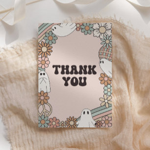 Retro Ghost Halloween Baby Shower Thank You Card