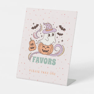 Retro Ghost Halloween Birthday Party Favours Sign